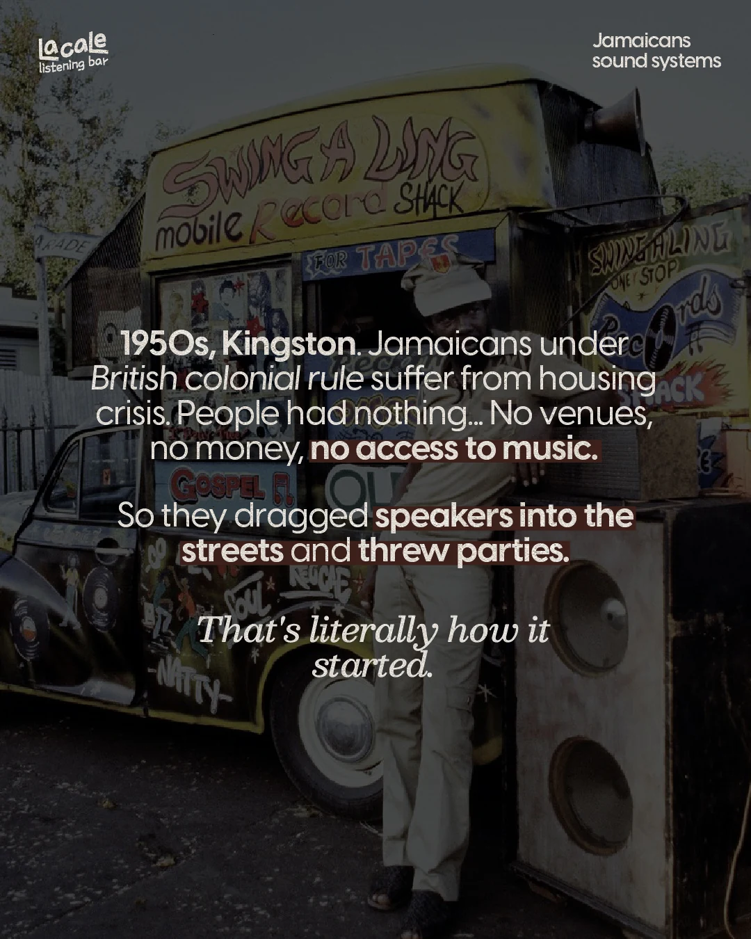 A 1950s Jamaican mobile sound system truck, Swing A Ling Mobile Record Shack